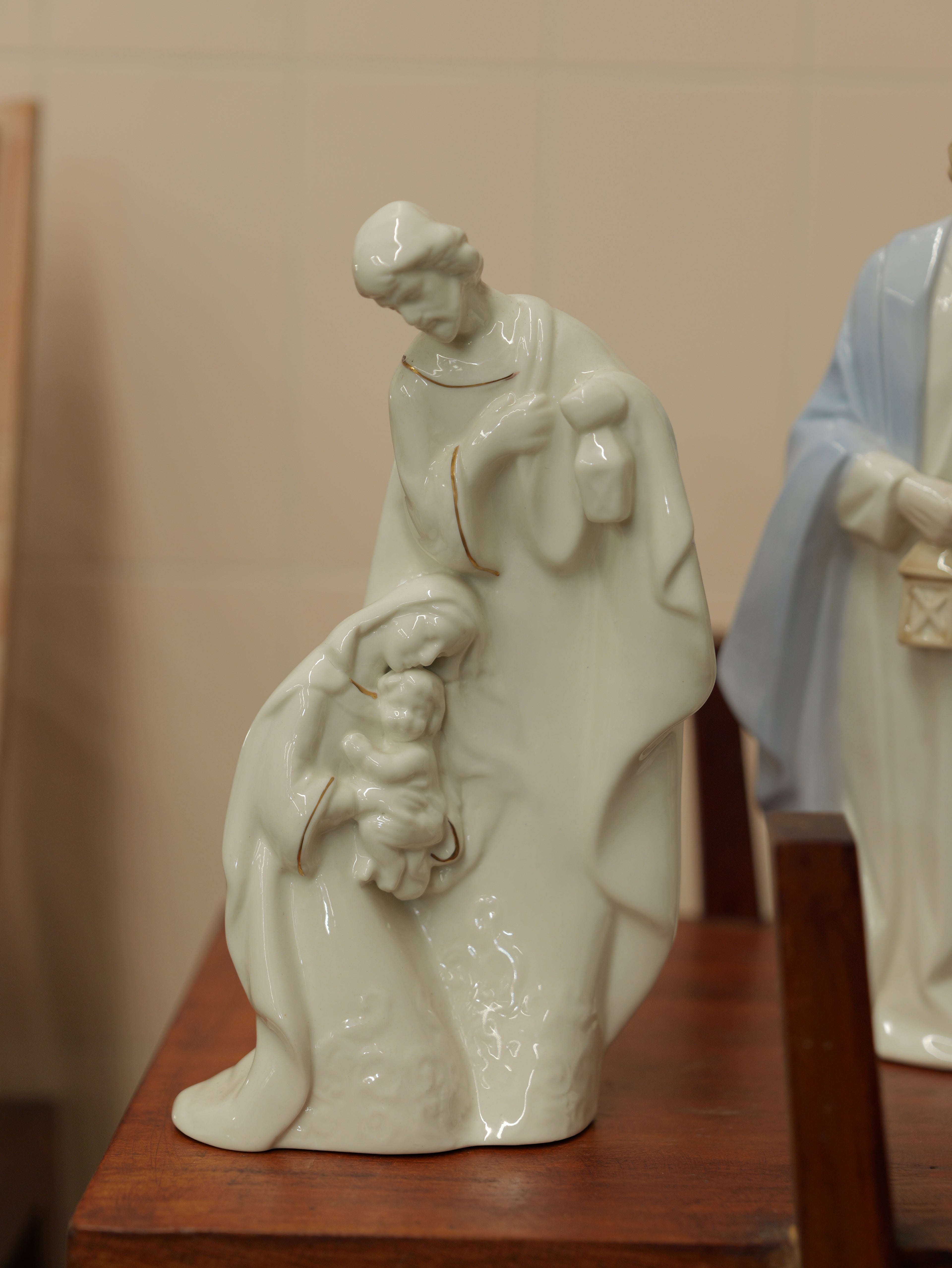AB02 Holy Family Porcelain Figurine with Gold Accents